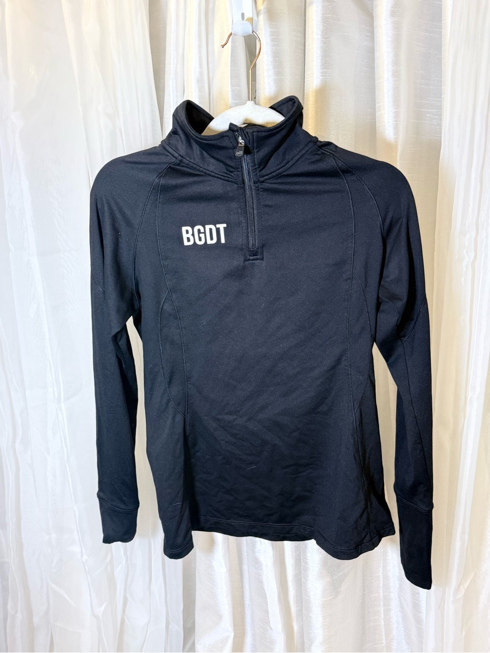 ALO Yoga Black Half-Zip Pullover with White Logo